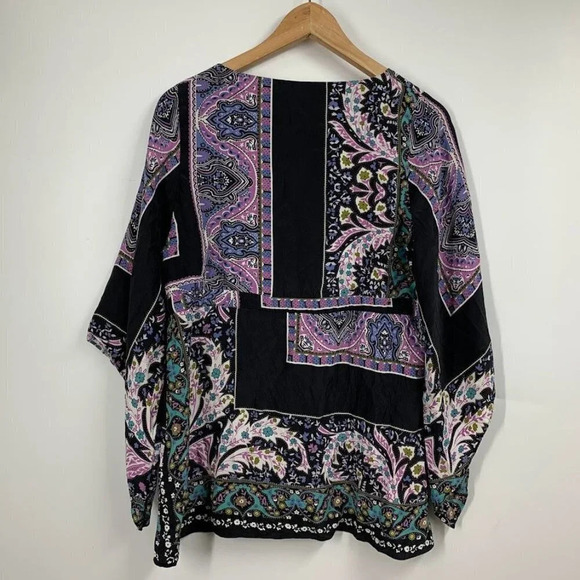 Alice & Trixie Womens Silk Peasant Top Long Flare Sleeves Tunic Size M - Picture 2 of 11